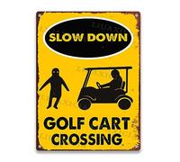 LIUAXICIA Metal Sign Retro Slow Down Golf Cart Signs Warning for Farmhouse Decoration Restaurant Garage Cafe 12.00"x16.00"