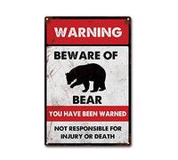LIUAXICIA Tin Sign Beware of Bear Metal Tin Sign Home Bar Cafe Wall Decor Signs 8x12Inch Tin Sign