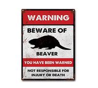LIUAXICIA Tin Sign Beware of Beaver Tin Sign Vintage Decor Metal Sign Wall Art Decor 12x16Inch Tin Sign