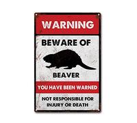 LIUAXICIA Tin Sign Beware of Beaver Tin Signs Metal Sign for Home Bar Coffee Kitchen Wall Decor 8x12Inch Tin Sign