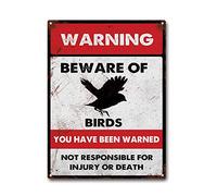 LIUAXICIA Tin Sign Beware of Birds Metal Signs Man Cave Bar Signs Home Sign Wall Decor 12x16Inch Tin Sign