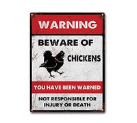 LIUAXICIA Tin Sign Beware of Chickens Metal Signs Man Cave Bar Signs Home Sign Wall Decor 12x16Inch Tin Sign