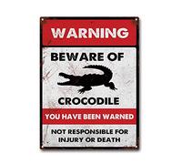 LIUAXICIA Tin Sign Beware of Crocodile Metal Tin Sign Vintage Bar Man Cave Patio Wall Decoration 12x16Inch Tin Sign