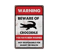LIUAXICIA Tin Sign Beware of Crocodile Tin Sign Vintage Decor Metal Sign Wall Art Decor 8x12Inch Tin Sign