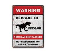 LIUAXICIA Tin Sign Beware of Dinosaur Metal Tin Sign Vintage Bar Man Cave Patio Wall Decoration 12x16Inch Tin Sign