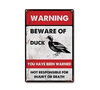 LIUAXICIA Tin Sign Beware of Duck Metal Signs Man Cave Bar Signs Home Sign Wall Decor 8x12Inch Tin Sign