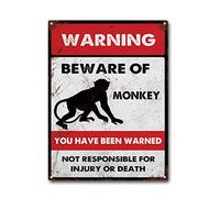 LIUAXICIA Tin Sign Beware of Monkey Metal Signs Man Cave Bar Signs Home Sign Wall Decor 12x16Inch Tin Sign