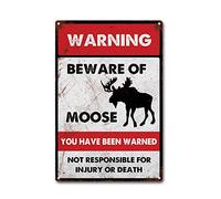 LIUAXICIA Tin Sign Beware of Moose Metal Tin Sign Home Bar Cafe Wall Decor Signs 8x12Inch Tin Sign