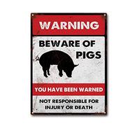 LIUAXICIA Tin Sign Beware of Pigs Room Man Cave Art Decorations Metal Sign Wall Decor Tin Signs 12x16Inch Tin Sign