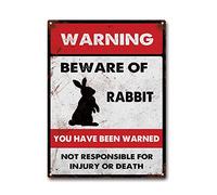 LIUAXICIA Tin Sign Beware of Rabbit Metal Tin Sign Home Bar Cafe Wall Decor Signs 12x16Inch Tin Sign