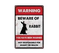 LIUAXICIA Tin Sign Beware of Rabbit Metal Tin Sign Home Bar Signs for Man Cave Coffee Wall Decor 8x12Inch Tin Sign