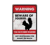 LIUAXICIA Tin Sign Beware of Squirrel Metal Tin Sign Wall Decor Man Cave Bar 8x12Inch Tin Sign