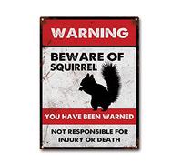 LIUAXICIA Tin Sign Beware of Squirrel Tin Signs Metal Sign for Home Bar Coffee Kitchen Wall Decor 12x16Inch Tin Sign