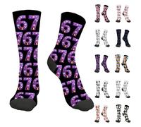 LIUBAI 67 Socks 67 Meme Funny Patterned Breathable Six Seven Meme Socks 67 Gifts For Boys Girls Men Women (Style 6)