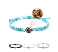 LIUBAI Custom Bracelets with Picture Inside,Picture Bracelet Personalised Photo,Custom Projection Bracelet,Valentine's Day Gifts for Him/Her (Blue)