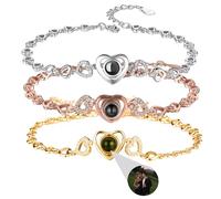 LIUBAI Personalized Projection Bracelet with Pictures Inside Custom Photo Bracelet for Men/Women Custom Commemorative gifts for Valentine's Day Anniversary Birthday Christmas