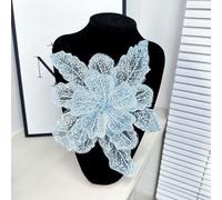 LIUBI 1PC 3D White Sequin Flowers Beaded Lace Fabrics Applique Embroidery Sewing Patches For Wedding/Evening Dress Clothing Patches