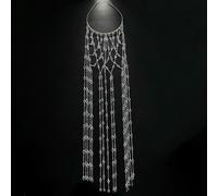 LIUBI Hair clips Fashion Mesh Long Tassel Headband Chain Jewelry Women Fringe Hairband Round Rhinestone Chain Wig Accessories