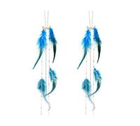 LIUBI Hair pins Long Chains Blue Feather Tassel Hairpin Accessories for Women Bohemian Exotic Ethnic Feather Jewelry 1 Pair