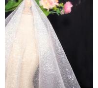 LIUBI Shiny Glitter Sequin Soft Net Yarn Lace Sparkle Tulle Silver Mesh Fabric DIY Sewing Wedding Dress Veil Dance Tutu Decor Props