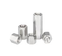 LIUCH 1/5pcs M3 M4 M5 M6 M8M10 To M16 DIN6334 304 Stainless Steel Hexagon Hex Extend Long Rod Coupling Nut Connector Joint Tubular Nut