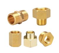 LIUCH Brass Adapter Fitting Pipe Hex Nipple Fitting Quick Coupler Adapter 1/8 1/4 3/8 1/2 3/4 1 BSP Reducing Hexagon Bush Bushing(Black,A 1L4_B 1L4)