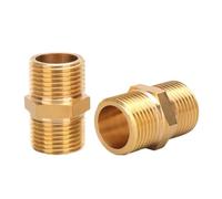 LIUCH Brass Pipe Hex Nipple Fitting Quick Coupler Adapter 1/8 1/4 3/8 1/2 3/4 1 Male to Male Thread Water Oil Gas Connector(WS2-3)