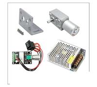 LIUCH JGY370 DC 6V 12V 24V Worm Gear Reduction Motor+ Bracket+Speed+Controller+Power Supply Metal Gear Worm Turbo Gear Motor(12V 2RPM,Package B)