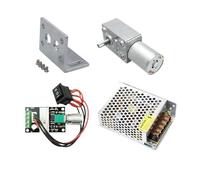 LIUCH JGY370 Geared Motor 12V 24V Low Speed Large Torque Jgy370 Bracket + Controller + Power Reversed Reducer Mini Reduction Box Motor(Package A,101RPM_DC 12V)