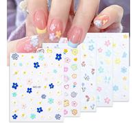 liuchanghe 5 Sheets Nail Art Stickers, 3D Self-Adhesive Flowers Nail Stickers, Nail Art Design Decoration Accessories