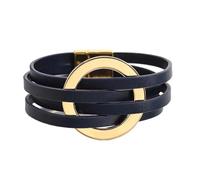 LIUCHUCHU Bracelets For Womens 1PC Hollow Circle Leather Bracelets Simple Multilayer Wrap Jewelry Women's(D blue)
