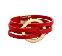LIUCHUCHU Bracelets For Womens 1PC Hollow Circle Leather Bracelets Simple Multilayer Wrap Jewelry Women's(Red)