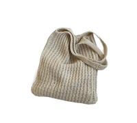 LIUCHUCHU Straw Bag Knitted Shoulder Shopping Bag For Women Vintage Cotton Cloth Girls Tote Shopper Large Female Handbag Crochet(White)