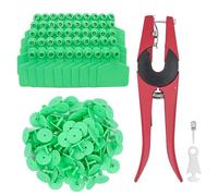 LIUCOGXI Blank 100 Pieces Cattle Ear Tag with Ear Tag Applicator Plastic Green Livestock Ear Tag Kits for Pig Cattle Cow Dog