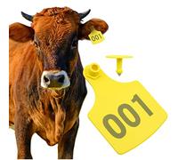 LIUCOGXI Cattle Ear Tags,100PCS Numbered Plastic Livestock Ear Tags 4.1x3 001-100 Livestock Identification Cards Plastic for Cow Cattle Pig Swine（Yellow）