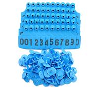 LIUCOGXI Cattle Ear Tags,100PCS Numbered Plastic Livestock Ear Tags 4.1x3 001-100 Livestock Identification Cards Plastic for Cow Cattle Pig Swine（Blue）