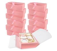 LIUCONGBD 12PCS Gift Box with Lids, 27 x 20 x 8cm Ribbon Bridesmaid Proposal Box, Large Presentation Paper Boxes for Birthday Christmas Wedding Anniversary Festival (Pink)