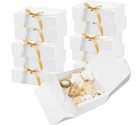 LIUCONGBD 12PCS Gift Box with Lids, 27 x 20 x 8cm Ribbon Bridesmaid Proposal Box, Large Presentation Paper Box for Birthday Christmas Wedding Anniversary Festival (White)
