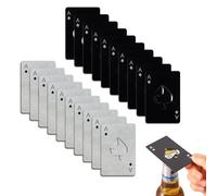 LIUCONGBD 20PCS Ace of Spades Bottle Openers, Stainless Steel Credit Card Size Beer/Can Opener, Poker Design Bottle Opener, Portable Corkscrew Jar Opener Size fits Your Wallet Gift (Silver, Black)