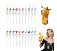 LIUCONGBD 20PCS Mirror Disco Ball Straws, Reusable Curly Plastic Decorative Party Straw, Colourful 70s Disco Theme Cocktail Straw for Birthday Party Favors Family Wedding Home Bar Decorations Supplies