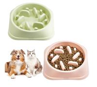LIUCONGBD 2PCS Dog Slow Feeder Bowl, 16cm/6.3in Anti-Choking Interactive Puzzle Pet Bowls to Promotes a Healthy Eating, Non-Slip Cat Bloat Stop Food Bowl for Small and Medium Pets(Green+Pink)