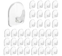 LIUCONGBD 36PCS Clear Self Adhesive Hooks, Plastic Heavy Duty Wall Hooks for Hanging, Reusable Small Acrylic Sticky Hangers No Drilling for Kitchen Bathroom Door Shower Bedroom Office Closet Glass