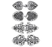 LIUCONGBD 4 PCS Vintage Sweater Shawl Clips, Silver Metal Cardigan Cinch Clip, Retro Cape Pins for Women and Girls Collar Closure, Dresses, Shirt Button, Clothing, Scarf, Waist Brooch