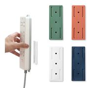 LIUCONGBD 4PCS Adhesive Punch-Free Socket Holder, Self-Adhesive Desktop Socket Fixer Wall Mounted, Plug-in Power Strip Holder Fixator Cable Management for Kitchen Home Office (4 Colors)
