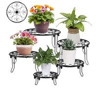 LIUCONGBD 5 Pack Metal Plant Stands for Indoor and Outdoor, Heavy Duty Black Flower Plant Pot Stand, Rustproof Iron Round Planter Holder Rack Supports for Outdoor Plants Home Garden Patio