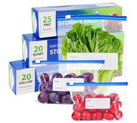 LIUCONGBD 60 PCS Zip Lock Freezer Bags, 3 Sizes Food Storage Bags (3.5L, 1L, 0.5L), Reusable Heavy Duty Sandwich Bag with Expandable Bottom for Fruits Veggies Grains Meat Snacks Nuts