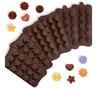 LIUCONGBD 6PCS Chocolate Moulds Silicone Candy Moulds, Heart Rose Flower Shape Jelly Mould Wax Melt Moulds, Non-Stick Star Shape Baking Mould for Cake Decoration Ice Cubes Soap Gummy