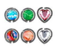 LIUCONGBD Set of 6 Handbag Hooks for Table, Foldable Round Heart Handbag Hanger Bag Holder, Folding Purse Hook Section Storage for Women Girl Gift Office Restaurant Desk