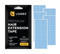 LIUDEX - Hair Extension Tape Double Sided Ultra Hold - Extensions, Spare Hair Tapes, Tape-In Extension Retape Tabs, 60PCS 4 x 0.8cm Pre Cut Tabs