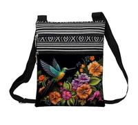LiuenMgg Floral Hummingbird Messenger Bag Small Ethnic Pattern Printed Adjustable Strap Crossbody Zipper Bag Floral Hummingbird Phone Bag Wallet Cute Shoulder Handbag for Women Friends -3, Floral